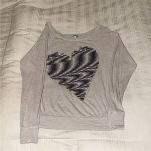 Express Sequin Heart Long Sleeve, Size XS